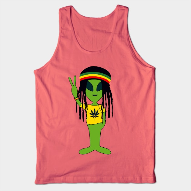 Peace Alien - Reggae Friend - Marijuana T-Shirt Tank Top by EDDArt